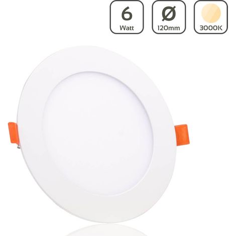 LED Panel Einbaustrahler rund weiss - Lichtfarbe: Warmweiß 3000K - Ausführung: 6W Ø120mm Ausschnitt Ø110mm