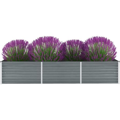 vidaXL Letto Rialzato Giardino in Acciaio Zincato 240x80x45 cm Grigio