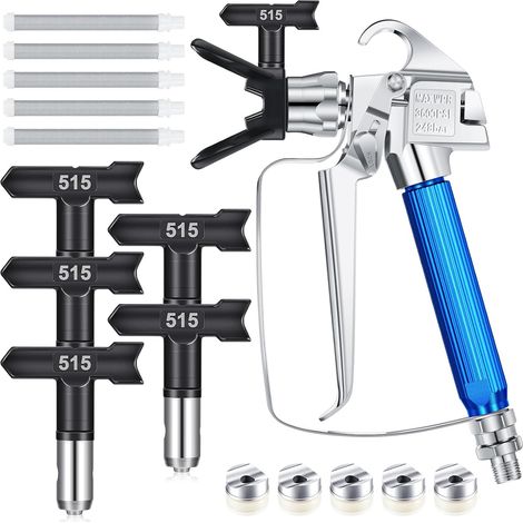 Pistola a spruzzo airless da 12 pezzi con protezione per ugello, ugelli e pistola a spruzzo airless, filtro per macchina a spruzzo airless, accessori per verniciatura (515) (1/5)