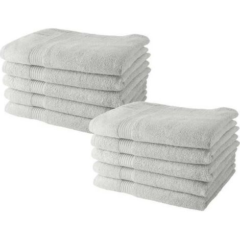Lot de 10 serviettes de Toilette TODAY 50x90 cm 100% Coton - Craie