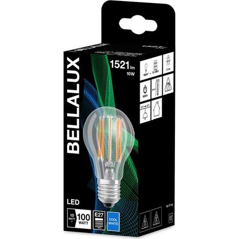 Lampadina LED standard E27 in vetro trasparente, 11W, bianco freddo. (1/2)