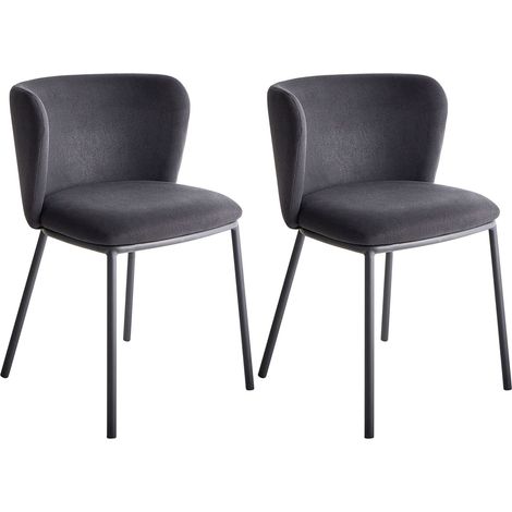 Esszimmerstuhl 2er Set MINA Stoff Schwarz (1/5)