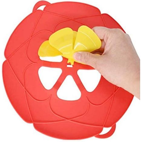 Couvercle en Silicone - - 32cm - Anti-débordement - Résistant de -40°C à 230°C - Rouge (1/4)