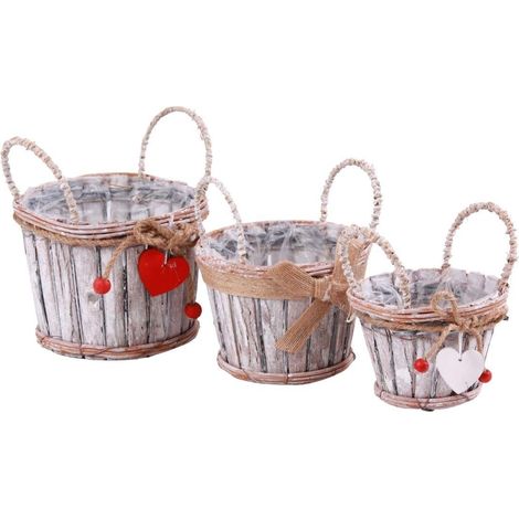Cache-pot en écorce et jute, diam. 19,5 x 13,5 cm