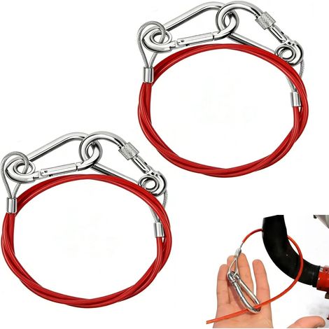Câble de Sécurité pour Remorque Rouge 1 m, Câble de Frein d Urgence en Acier Inoxydable avec Mousqueton, Protection PVC pour Remorques et Caravanes (1/5)