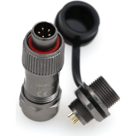 Metal Threaded Fitting IP67 Waterproof Cable Plug 12mm Panel Mount Aviation Female ST12 Plug (5 Pin 5A 180V) (1/5)