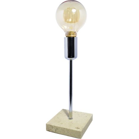 LAMPARA MESA BASE MARMOL CON PORTALAMPARAS E27 PLATA (1/5)