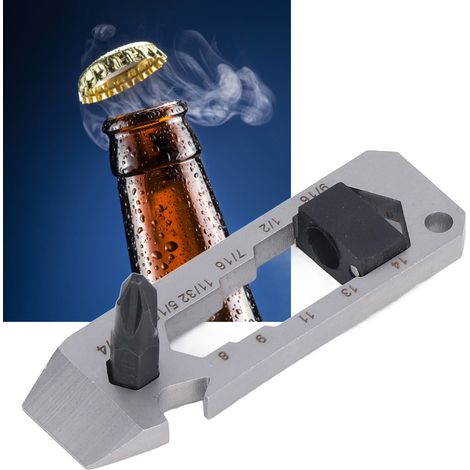 Clé Multifonction 7 en 1 avec Tournevis, Ouvre-Bouteille et Clé à Molette pour Extérieur