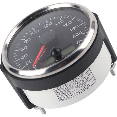 Compteur de vitesse LCD 85 mm, réglable, étanche, 220 km/h, pour moteur 12 V/24 V (voiture, camion, bateau). (1/5)