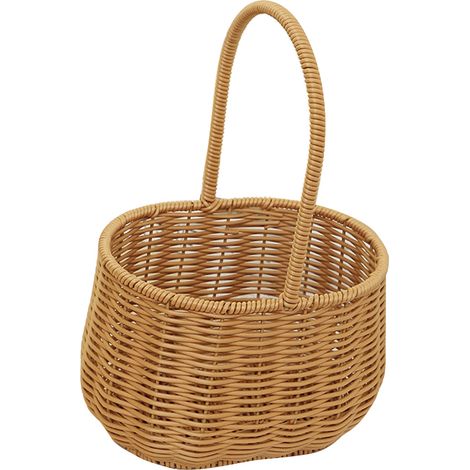 Panier tressé portable avec poignée en rotin PP, tissé à la main, pour fruits, légumes et cadeaux, 19,5 x 15 x 29 cm (1/5)