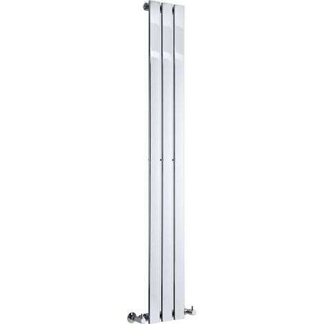 Milano Alpha Chrome Vertical Column Single Flat Panel Radiator - 1600mm x 225mm (1/5)