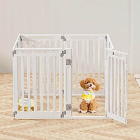 Parc pour Chiot, Enclos pour Chien Interieur et Externe, Parc pour Animaux avec Porte, Solide et Smoth, Installation Simple, Blanc 112 x 112 x 80 cm (1/5)
