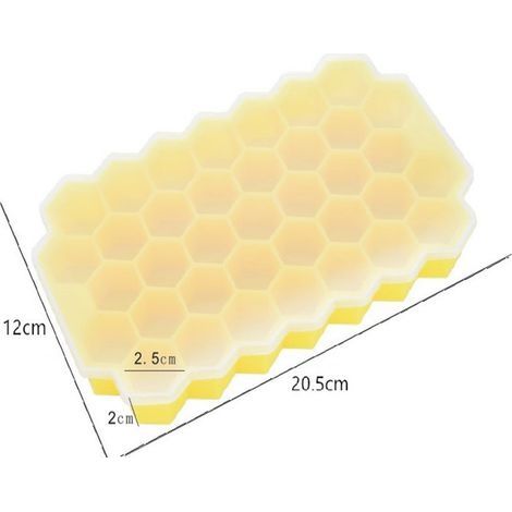 Bac à Glaçons en Silicone de 37 cavité, 2 Pcs Moule à Glaçons avec Couvercle (Jaune+Vert), Bac Réutilisable à Glaçons pour Gelée Lait Jus