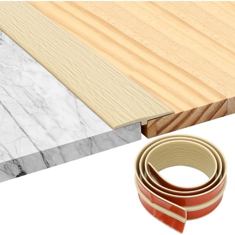 Profilé de Transition T - 1 Pièce - PVC Autoadhésif - Jonction Sols Bois et Carrelage - Intérieur Maison - 300x5cm Érable (1/5)