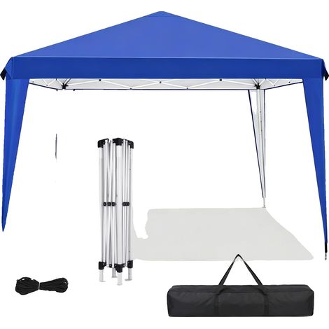 Refugio de jardín, toldo impermeable, diseño de fácil despliegue, azul. (1/2)