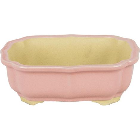 Vaso per bonsai ovale in gres smaltato rosa 14x9,5x4,5 cm - A2 (1/3)