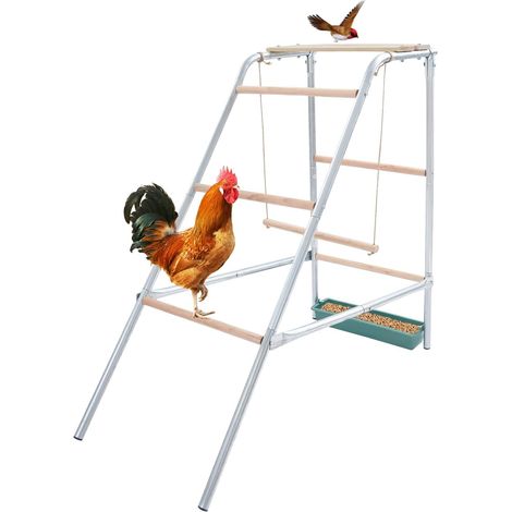 Barre de séjour pour poulailler, échelle de séjour pour poulailler, grande échelle de poulailler avec rainures et barres métalliques, pour poulets, canards, pigeons, cailles, 110 x 100 x 49 cm (1/5)