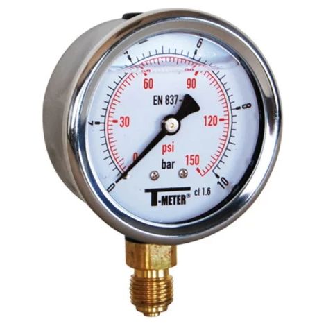 Manomètre inox à bain glycérine 0/10 Ø63 mm NUAIR (1/3)