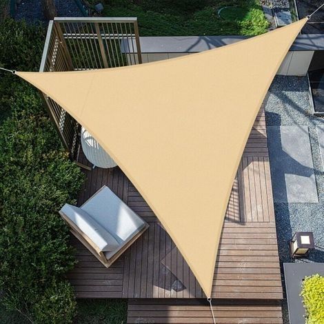 Voile d'ombrage triangulaire 3x3x3m tissu d'ombrage imperméable anti-ultraviolet adapté pour cour jardin, terrasse, extérieur, balcon, plage3dyk- (1/4)