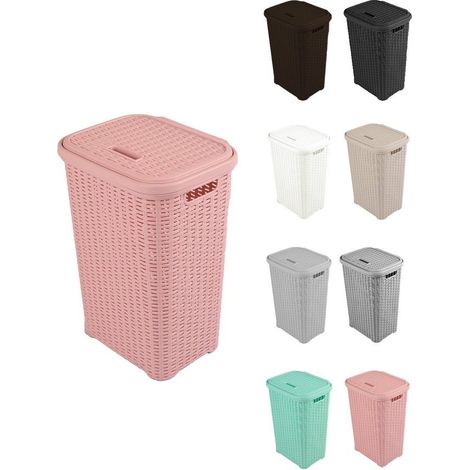 Cesto para la Colada 38L de Plástico con Asas - Cubo Ropa Sucia con Tapa 49 x 39 x 30 cm