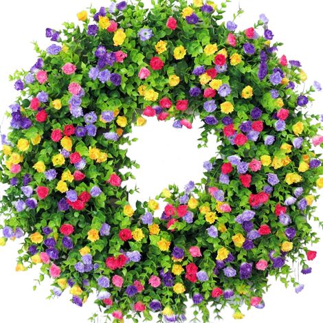 Dekorativer PVC-Kranz – Mehrfarbiger Eukalyptuskranz (45 cm) für Türen, Hochzeiten und Frühlingsdekorationen (1/5)