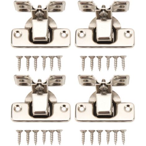 Pair Lot de 4 charnières à base 4 trous – Bras court grand coudé – Charnières pour meuble (1/5)