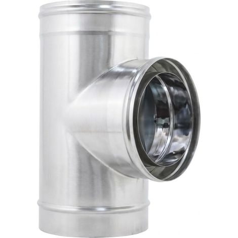 MAKA Raccordo a T 90° Canna Fumaria Doppia Parete Inox Ø 80 mm (esterno 100) (1/5)