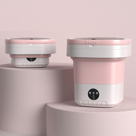 GARRYFIZH Lave-linge portable pliable de 7,5 L avec essorage doux et tuyau de vidange, prise UE rose 100-240 V
