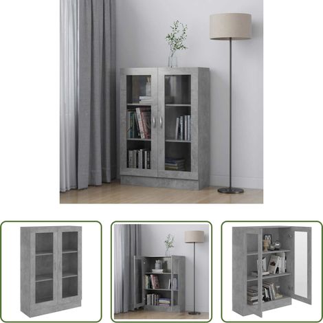 Rangement - Armoire à vitrine Gris béton 82,5x30,5x115 cm Bois d'ingénierie (1/5)