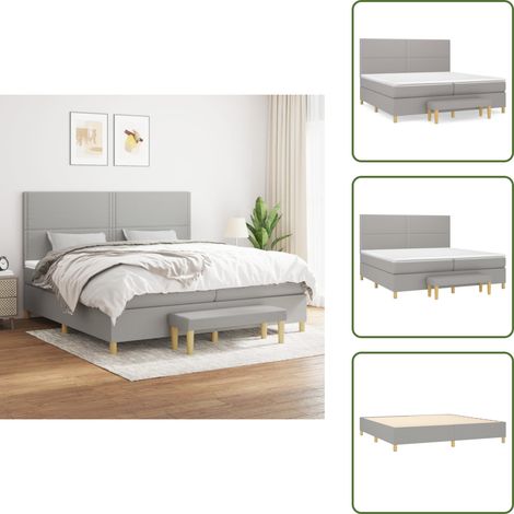 Boxspringbett mit Matratze Hellgrau 200x200 cm Stoff - Boxspringbett - Doppelbett - Bettenrahmen - Schlafsystem - Liegekomfort (1/5)