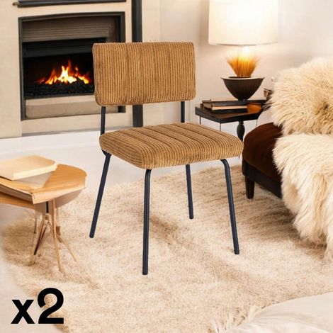 Chaise velours grosses côtes moutarde (lot de 2) IENA (1/4)
