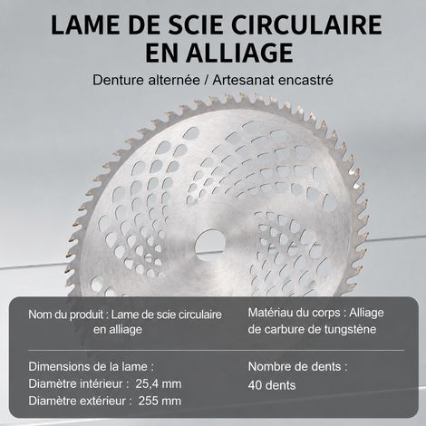 Lame de Débroussailleuse 40 Dents Perforée en Alliage et Acier 40t 0.315 28 × 30 × 1 cm 320 g – Livraison gratuite