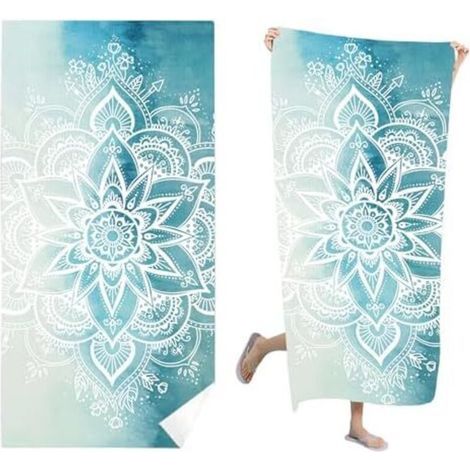 CSPARKV Serviette de Plage Microfibre 180x90 Anti Sable Drap de Bain Grande Taille Drap de Plage à Séchage Rapide pour Plage, Voyages, Piscine, Camping, Yoga,Bleu de Mer (1/5)