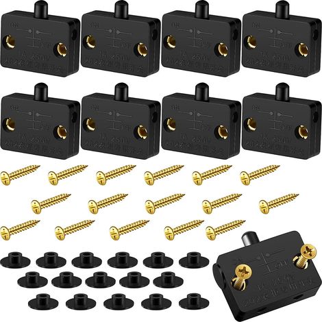 8 x Cabinet Switch Momentary Door Light Switch Automatic Switch for Cupboards Furniture Door Switches, Open When the Switch is Pushed/Black (1/5)