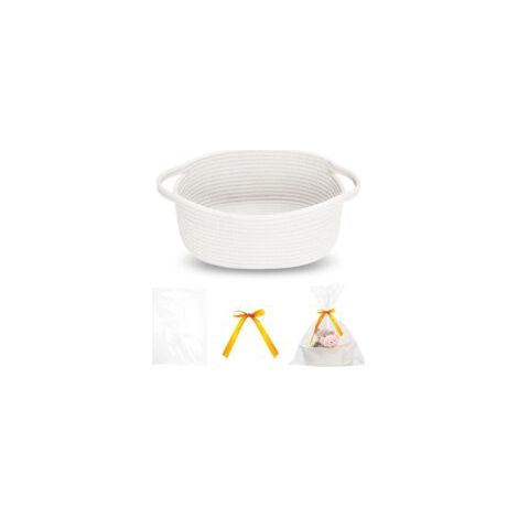 Panier Rangement en Corde de Coton Tressé,Panier Table a Langer Bebe,Paniers de Décoration Salle de Bain,Paniers Présentation Cadeau,Boite Organisateur Tressée,Corbeille Rangement Jouet (1/5)