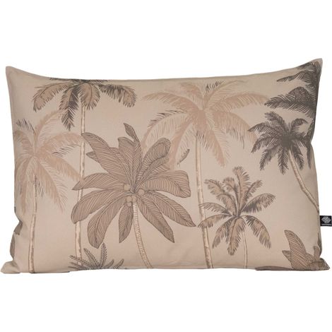 Coussin d'extérieur déperlant imprimé palmiers Taupe 40x60 cm