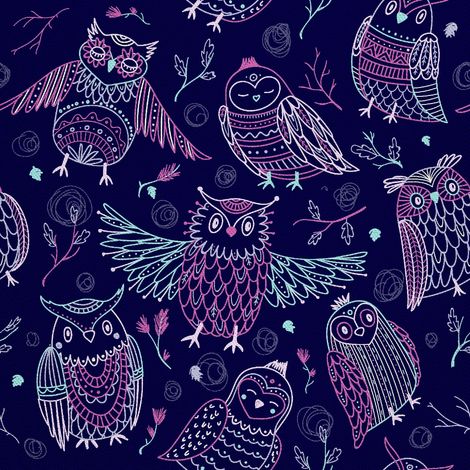 Telas decorativas para exteriores estilo oxford con estampado de búhos de estilo bohemio. (1/5)
