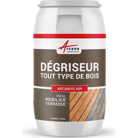 Dégrisant bois, nettoyage, pont bateau, plancher, bardage, caillebotis, terrasse exotique, teck, sans acide oxalique - 200 L - ARCANE INDUSTRIES (1/5)