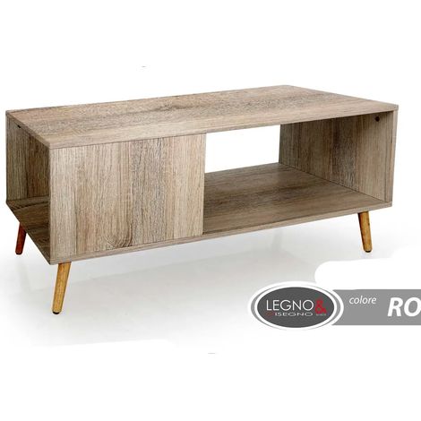 Mesa de centro de madera 100 x 50 x 45 cm con acabado roble y almacenamiento práctico