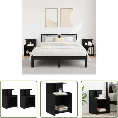 Rangement chambre - Cabinet de chevet 2 pcs Chêne noir 40 x 35 x 60 cm (1/5)