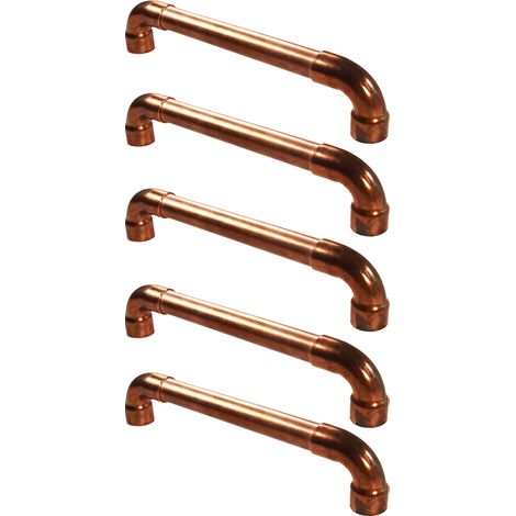 Lot de 5 Poignées simple en Cuivre - Entraxe 492 mm - Ø14 - Arcanaute (1/5)