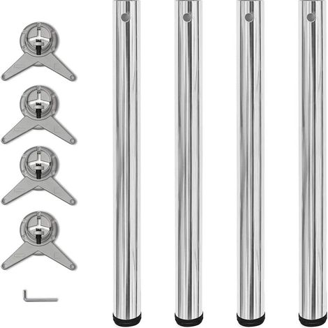 vidaXL 4 pieds de table réglables en hauteur 710 mm Chromé (1/4)