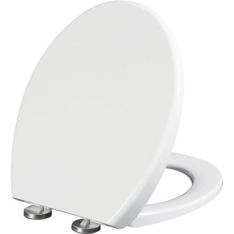 Abattant WC Universel Forme O avec Frein de Chute, Lunette de Toilette Blanche Universelle, Facile à Nettoyer, Peut Supporter 150 Kg, Blance, 44 37 CM (1/5)