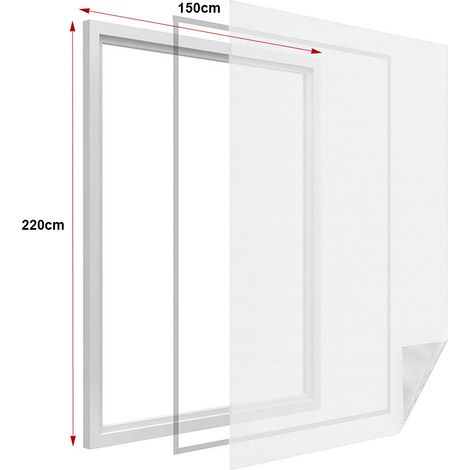 Zanzariera finestra adesiva bianca, rete lavabile, 150x220 cm, con velcro (1/3)