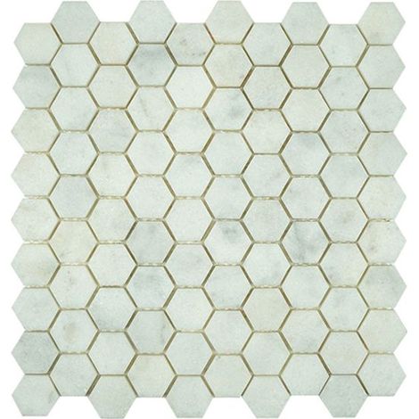 Mosaico Esagonale - ALBEDO PIERRE - Marmo Bianco Affilato - 30,5 x 32 cm - Resistente - Stile Contemporaneo