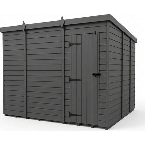 11ft x 9ft Composite Pent Garden Shed Single Door No Windows - Composite - L335 x W274 x H210 cm - Grey