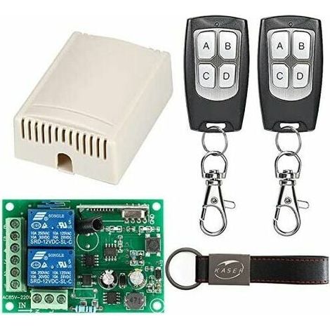 Recepteur Radio 433,92 Mhz - 2 Canaux - Pour Portails Garages Volets Roulants Éclairage - 220 V AC - Avec Télécommandes (1/5)