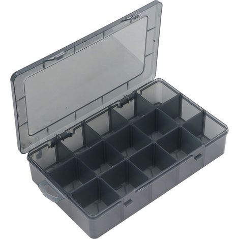 Boîte de pièces PP 15 grille transparente, rangement de Classification avec séparateur amovible pour anneaux, perles, vis, écrous (1/5)
