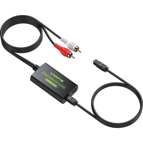 Convertisseur Audio RCA vers Optique Adaptateur SPDIF Toslink Stéréo G/D pour HDTV, Soundbar, Lecteur CD (1/5)