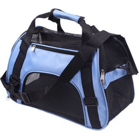 bolsa transportadora para mascotas, 45x23x30 cm, malla transpirable, correa para el hombro, para viajes en avión. (1/5)
